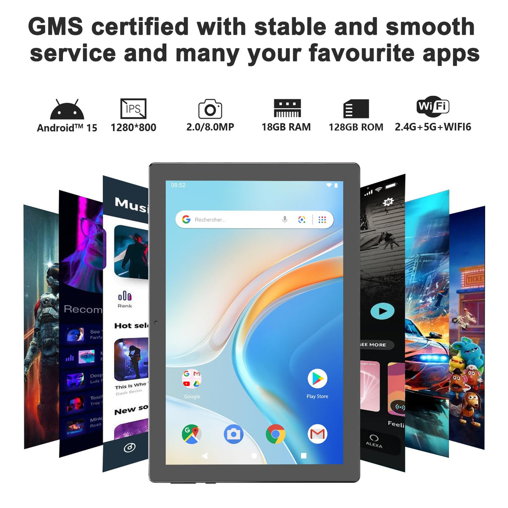 Android 15 Tablet 18GB RAM 128GB ROM 10 inch Black S57467