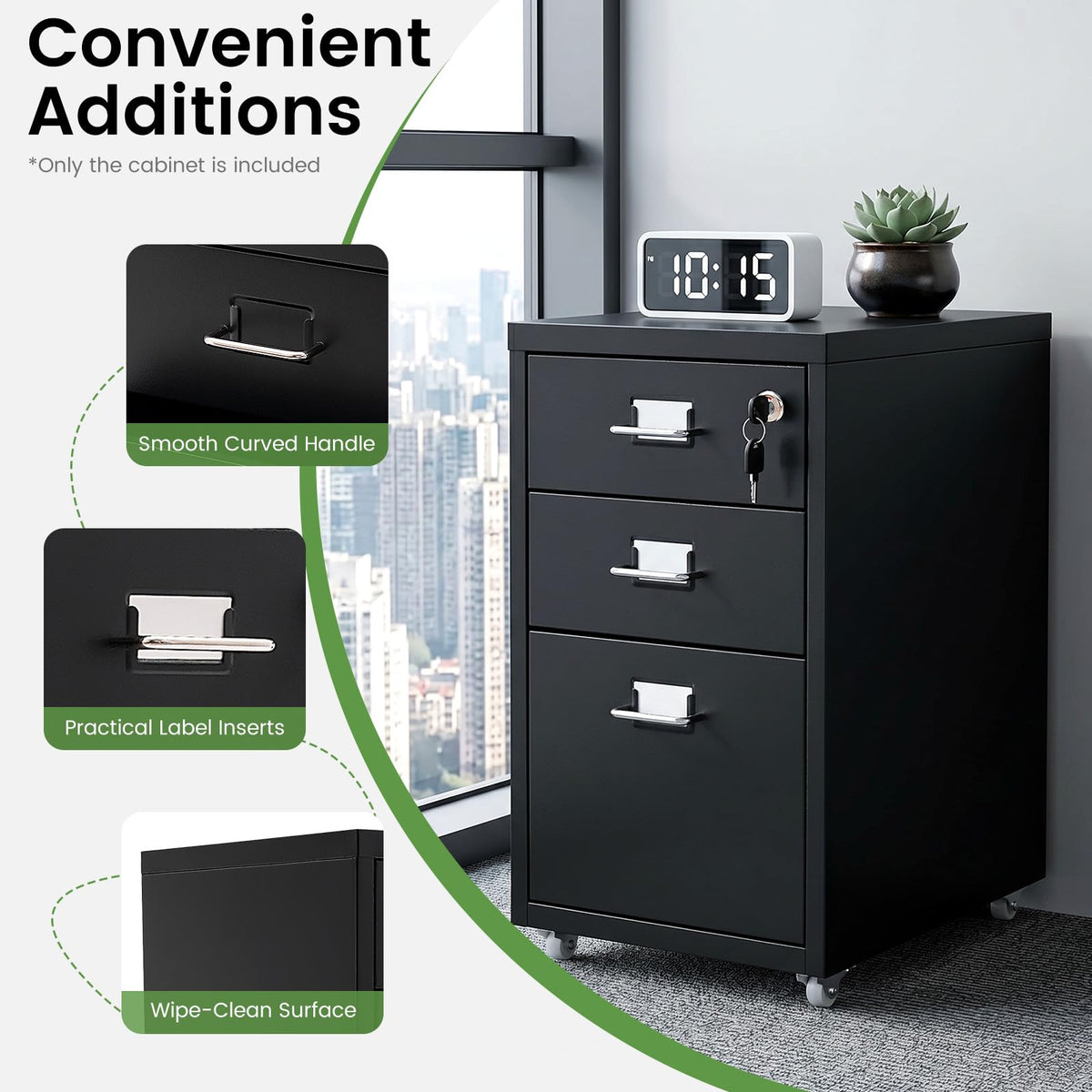 3 Drawer File Cabinet with Lock E525