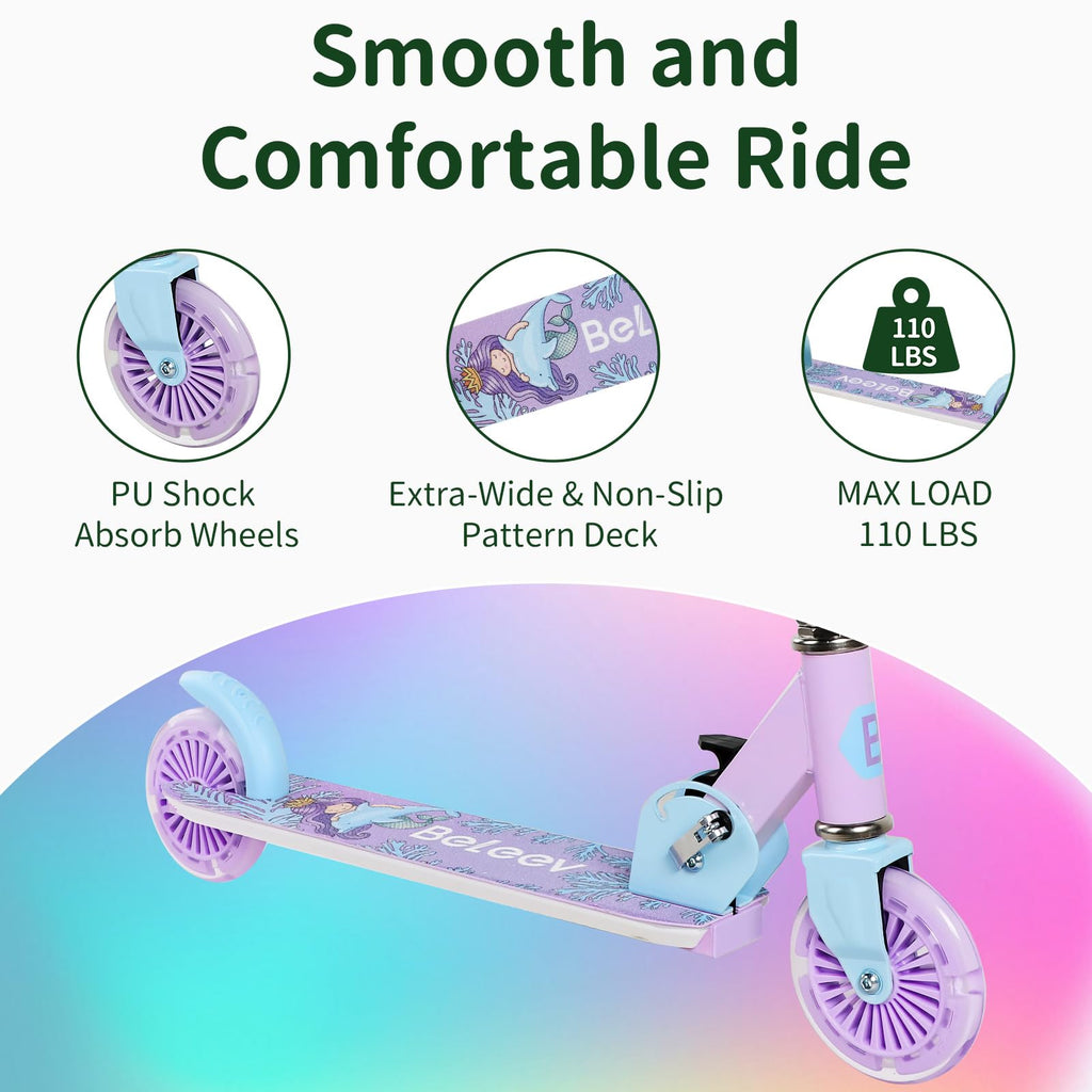 2 Wheel Folding Lightweight Kick Scooter with Light-Up Wheels I820