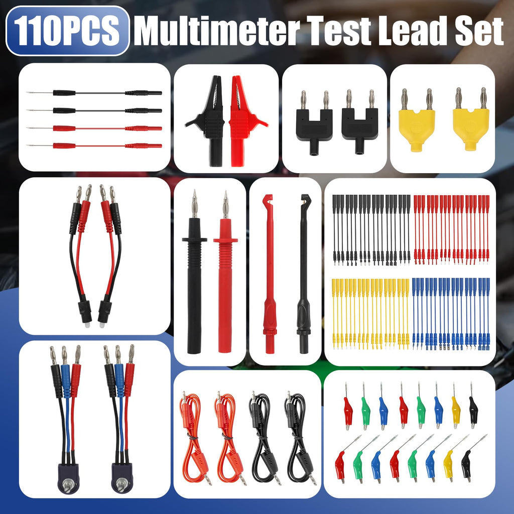 110 Pcs Automotive Circuit Test Lead Kit with Black Carrying Case S140