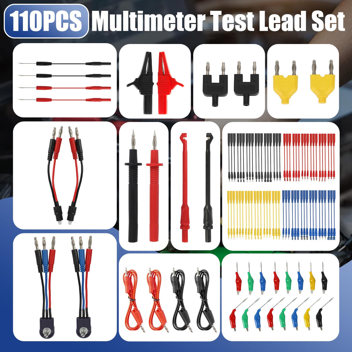 110 Pcs Automotive Circuit Test Lead Kit with Black Carrying Case S140