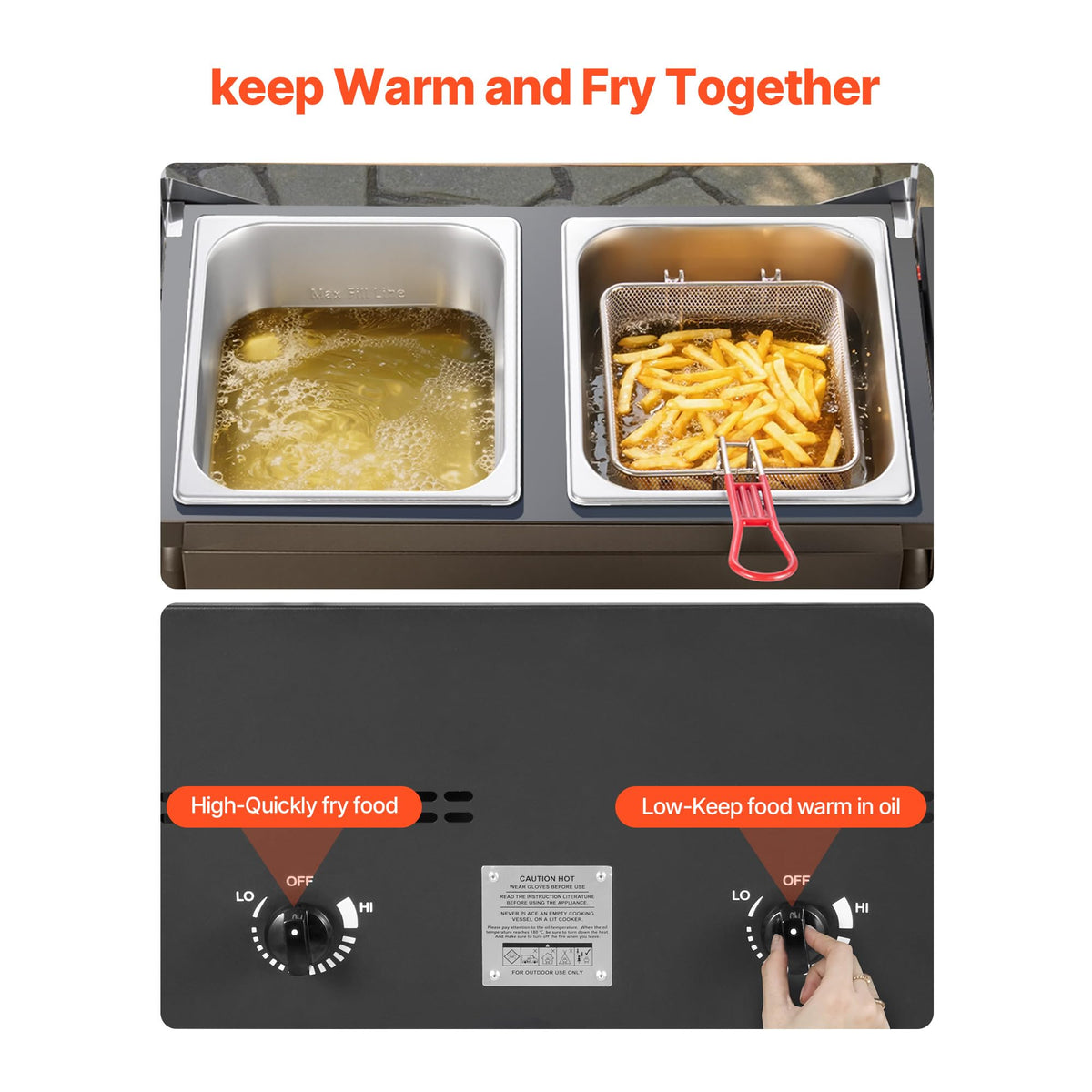 16 Qt Stainless Steel Double Burner Propane Fryer L566394