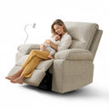 Beige Velvet Swivel Rocker Recliner Chair Y5850