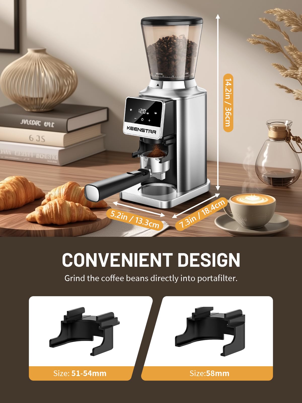 Conical Burr Coffee Grinder with Touch Screen 34 Grind C596052