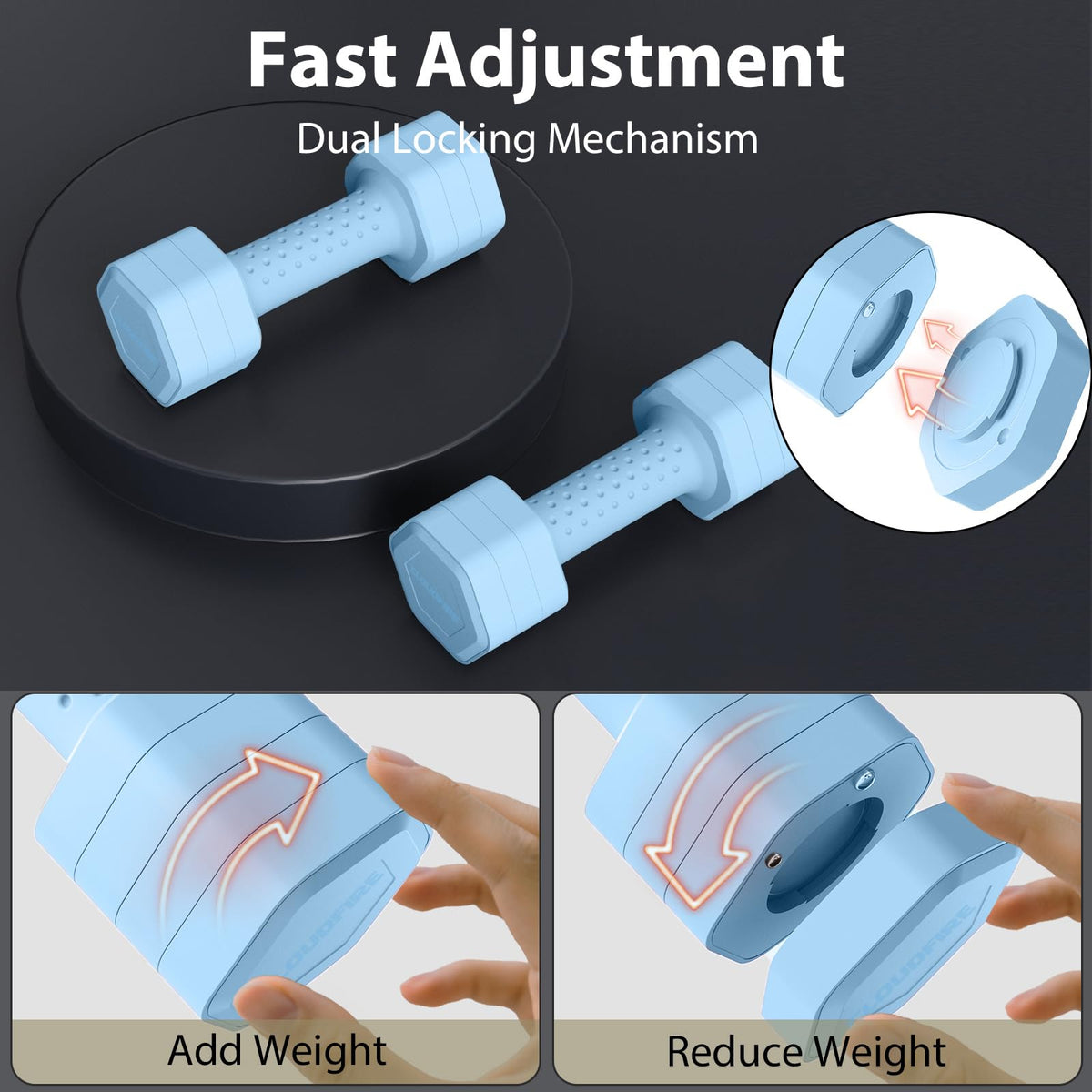 Adjustable 4 in 1 Dumbbell Set of 2, 5 lb C668834
