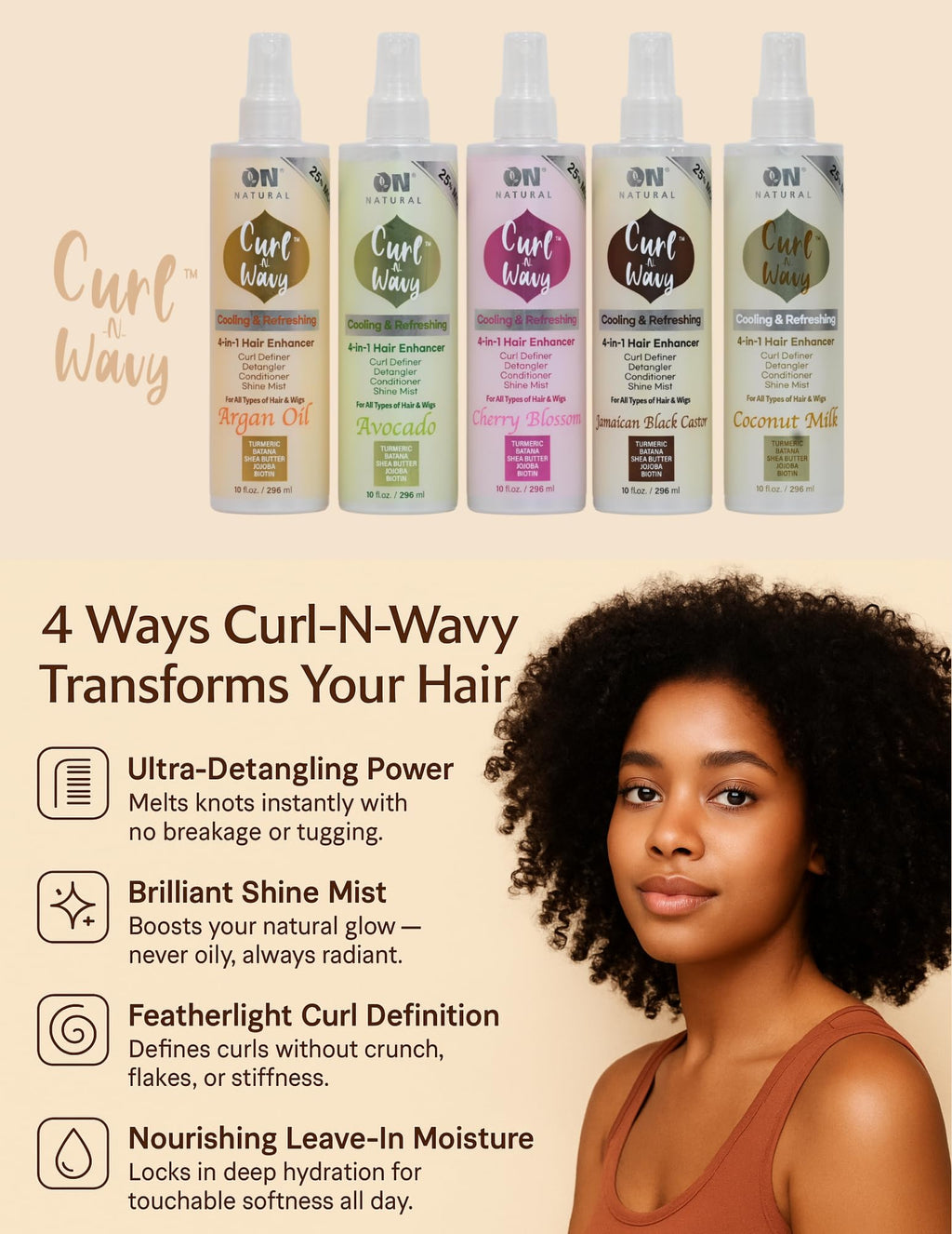 Natural Curl-N-Wavy 4-in-1 Hair Enhancer 10 OZ G880