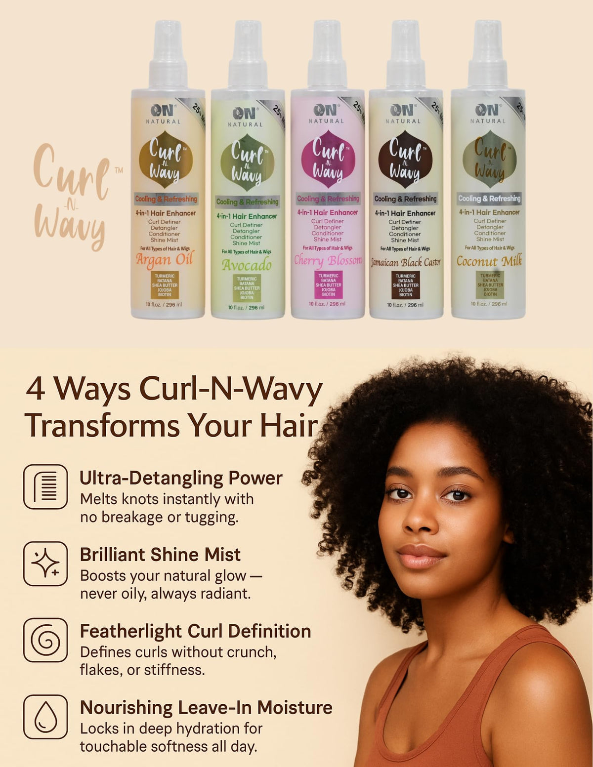 Natural Curl-N-Wavy 4-in-1 Hair Enhancer 10 OZ G880