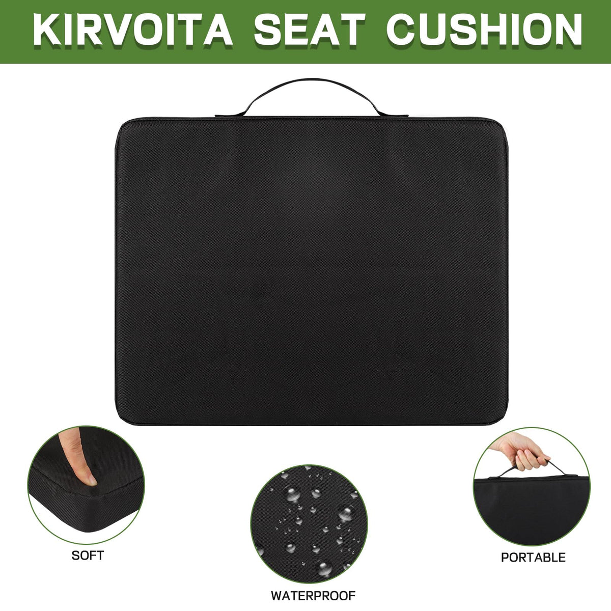 Black 2 Pack Waterproof Oxford Stadium Seat Cushions U820801