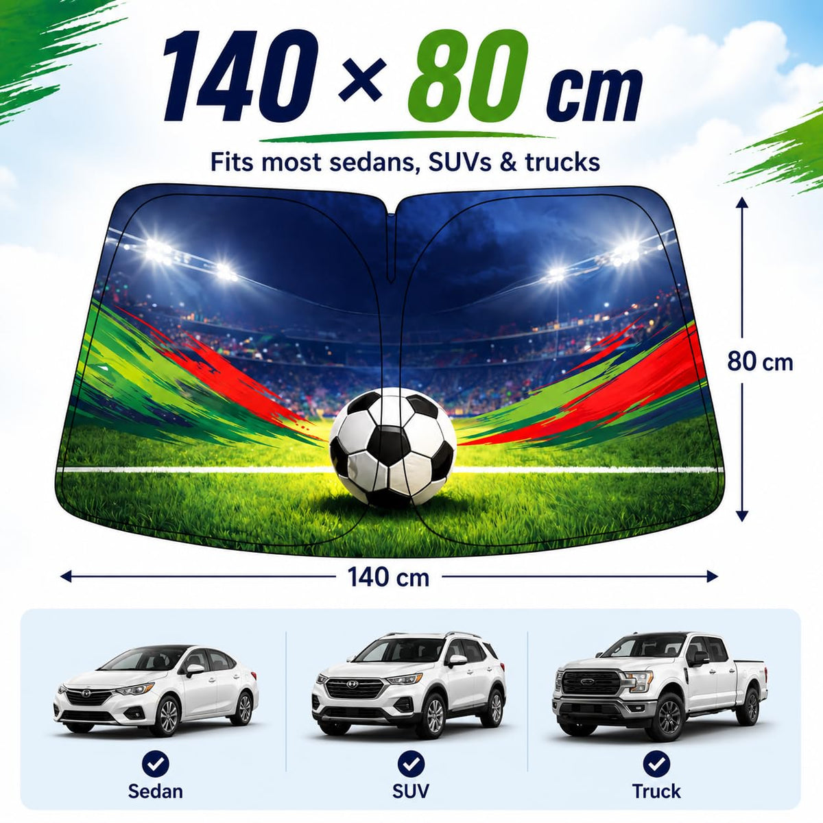 Foldable Front Window Sunshade 140 x 80cm A65556