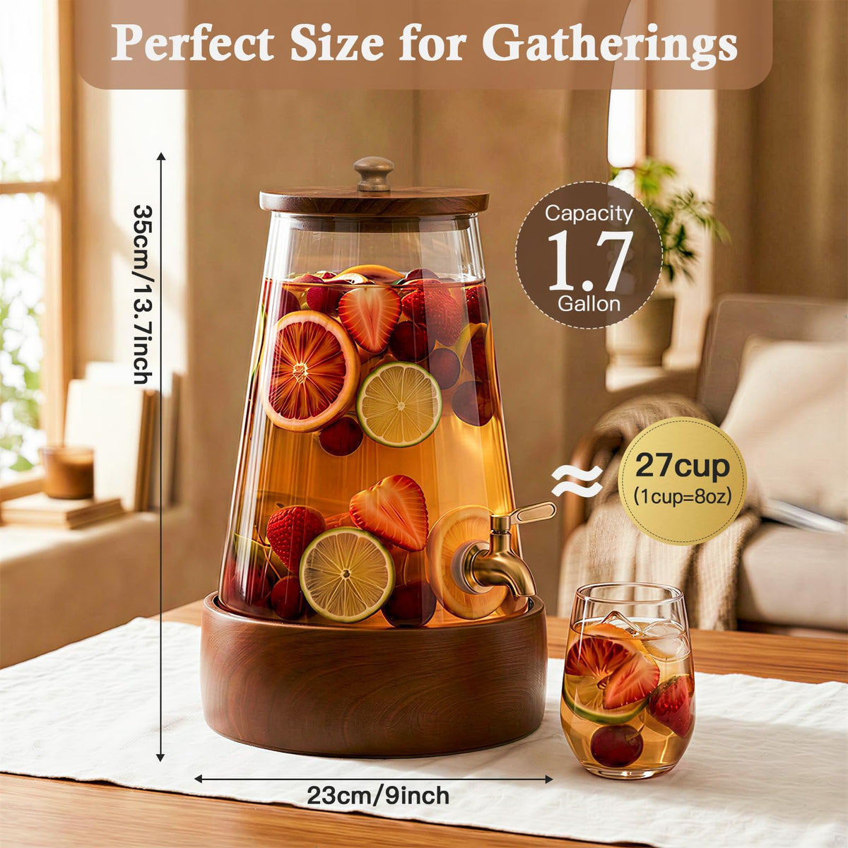 1.7 Gallon Glass Beverage Dispenser with Spigot G787123