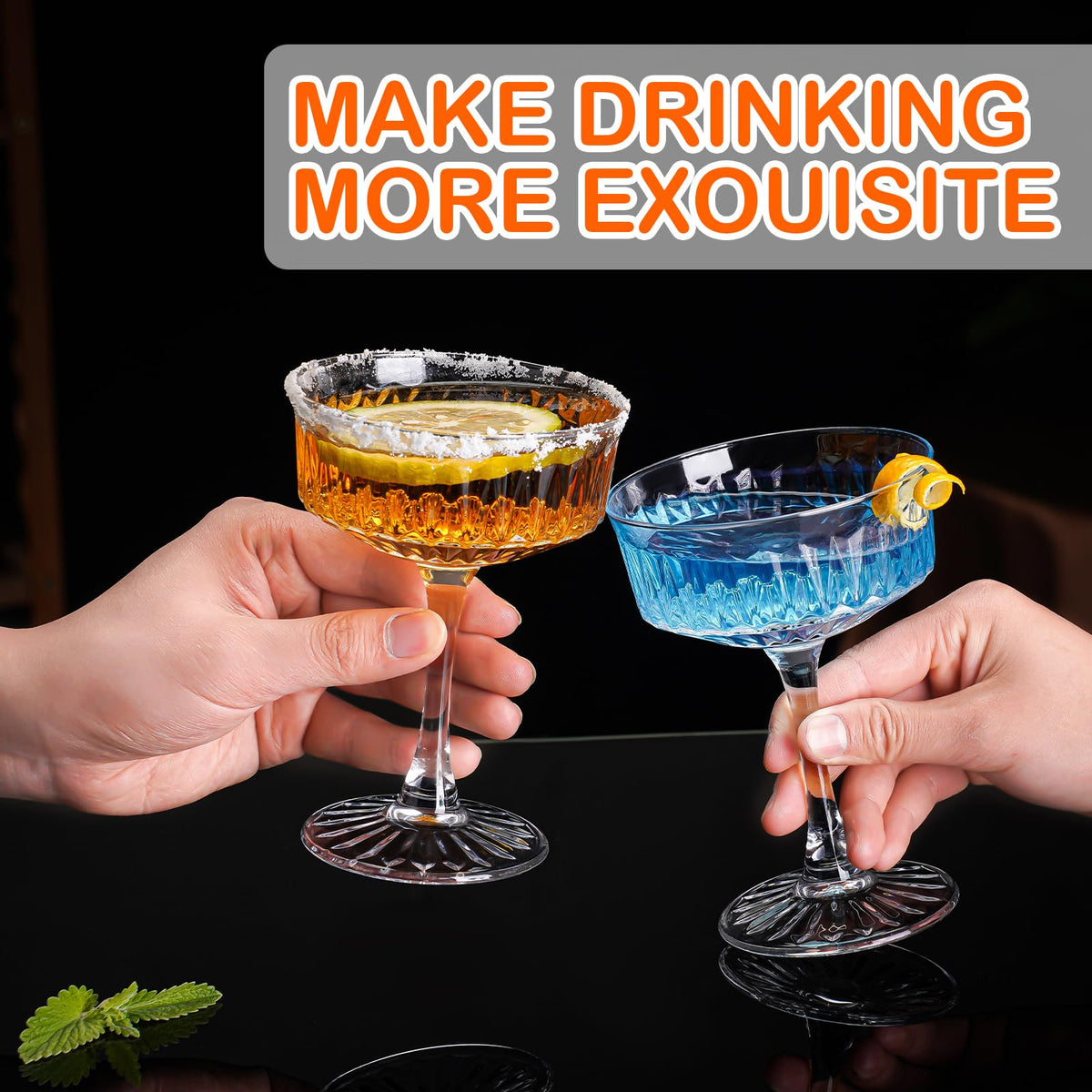 Crystal Coupe Glasses Set of 6, 6.8oz Cocktail Glasses V1530