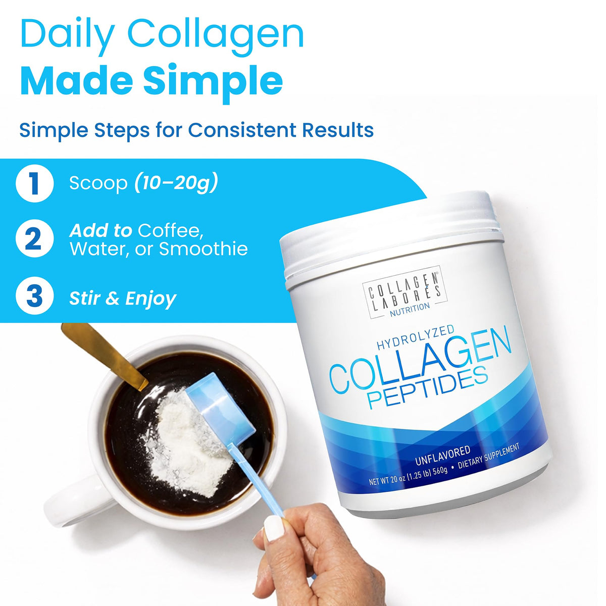 Hydrolyzed Collagen Peptides 20 oz Unflavored Powder Z3466