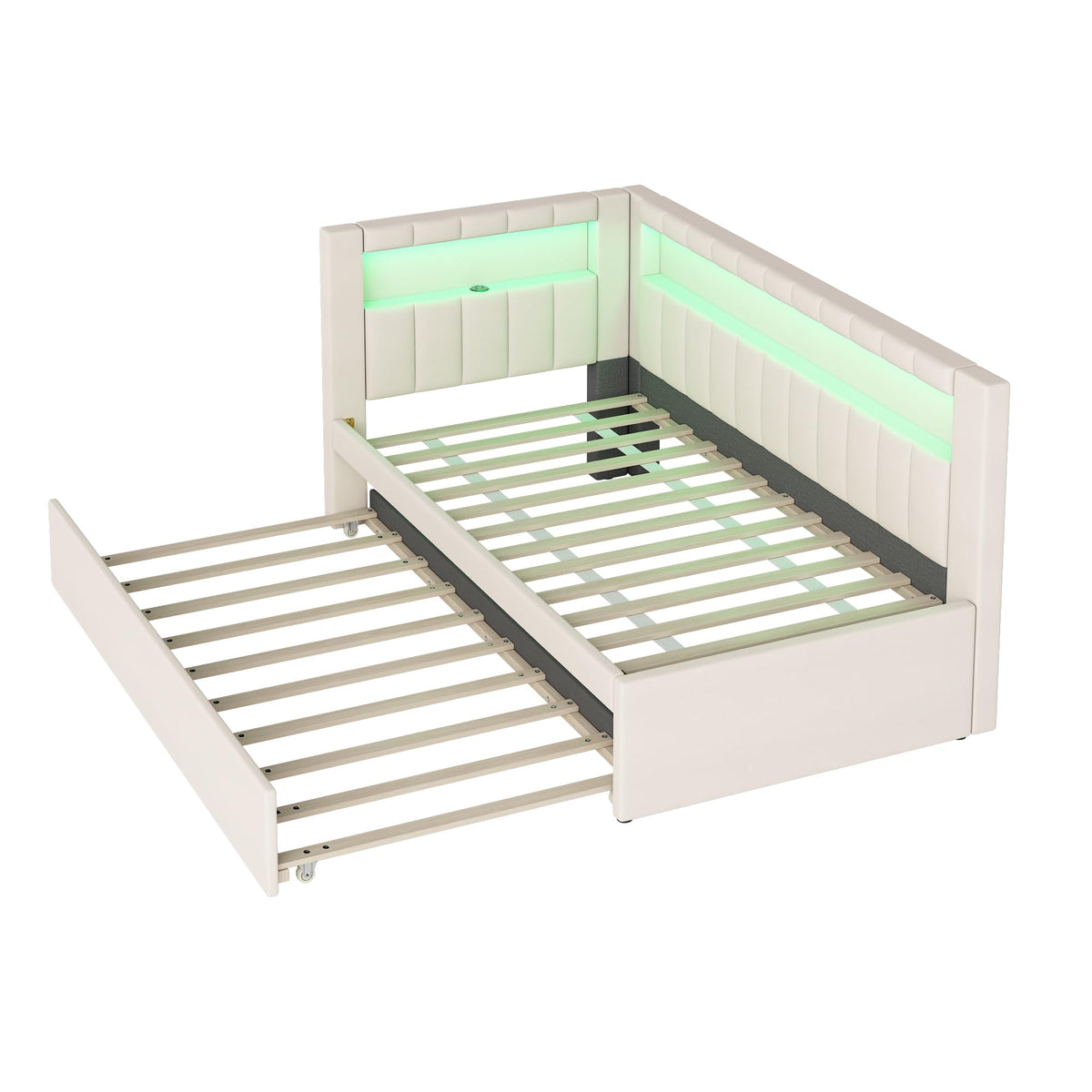 White Twin Size Upholstered Daybed with Trundle H345542
