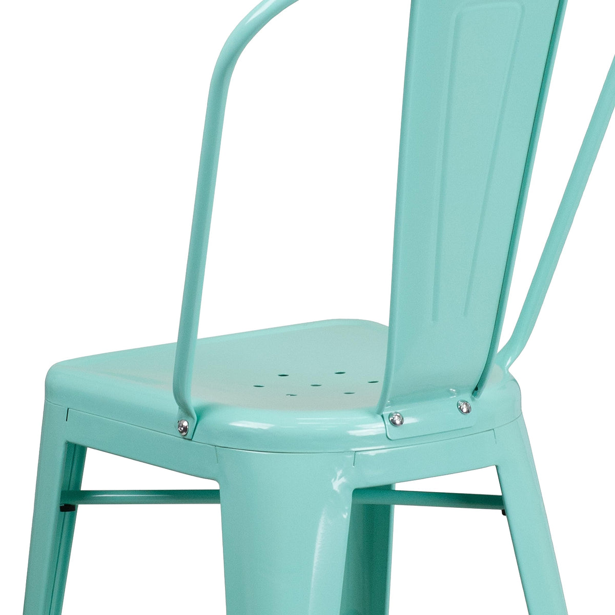 Mint Green Metal Counter Height Stool with Back J392