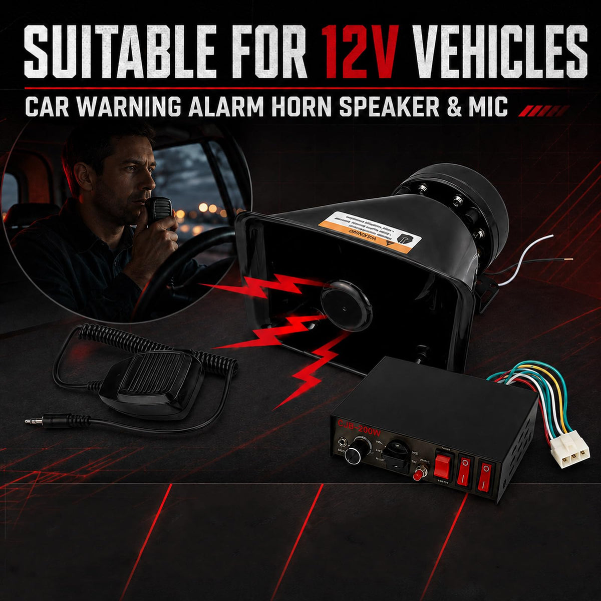 12V 200W Vehicle Public Address System Kit W231676