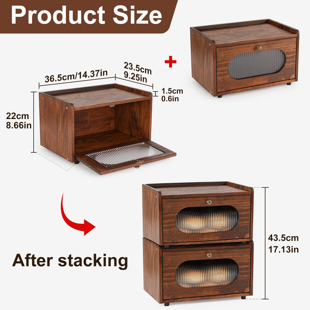 Wooden Bread Box with Acrylic Window Q569