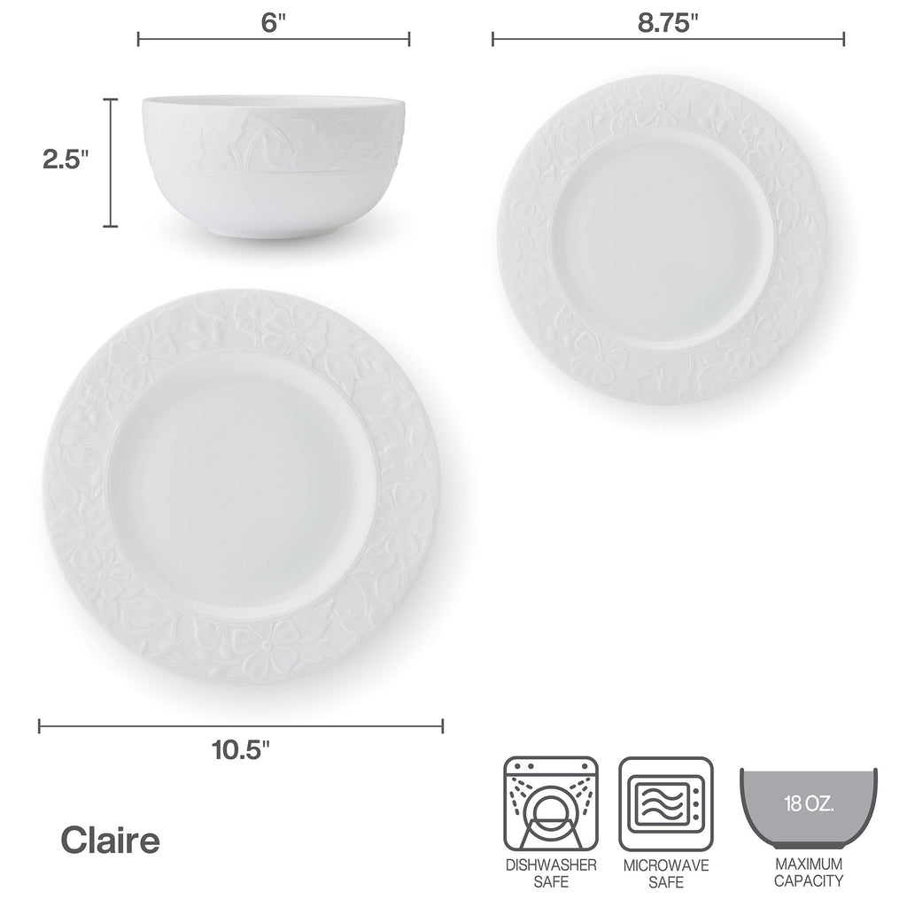 White 12 Piece Bone China Dinnerware Set U7560