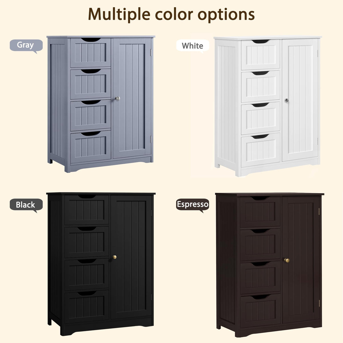 Espresso 4 Drawer Bathroom Storage Cabinet O8344