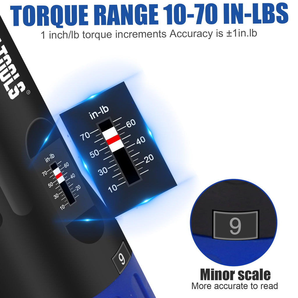 Torque Screwdriver Wrench Set, 10 to 70 Inch Pounds D74693