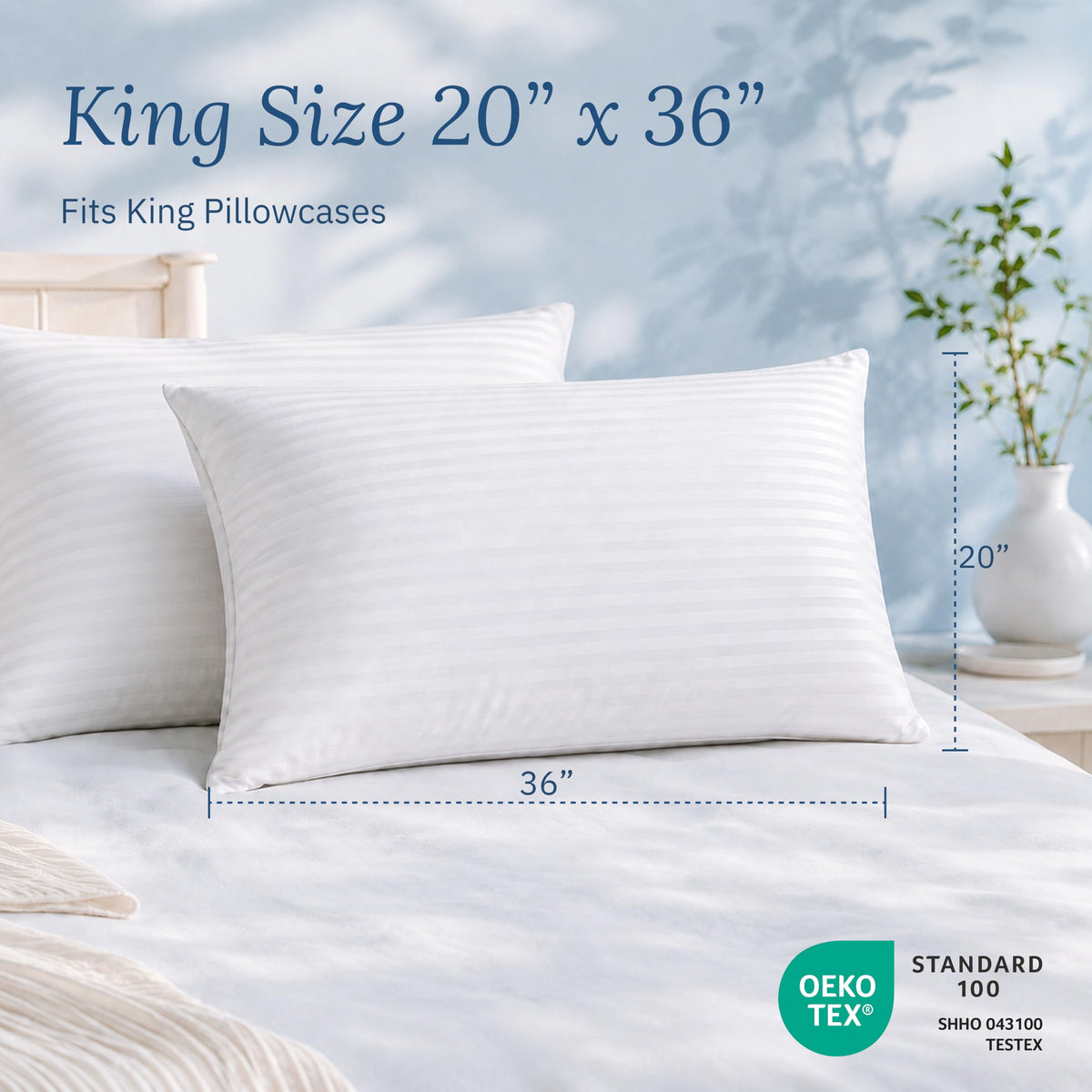 White King Size Bed Pillows Set of 2 D594948