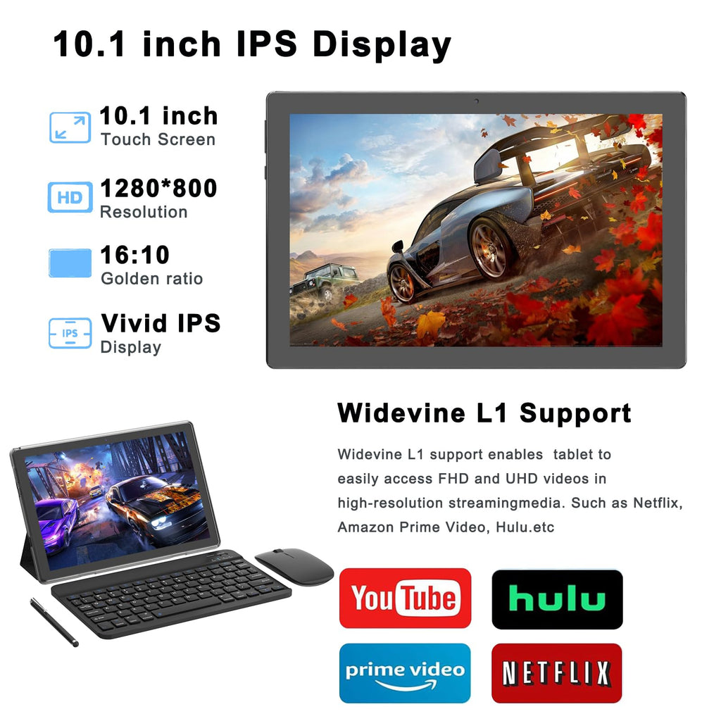 Android 15 Tablet 18GB RAM 128GB ROM 10 inch Black S57467