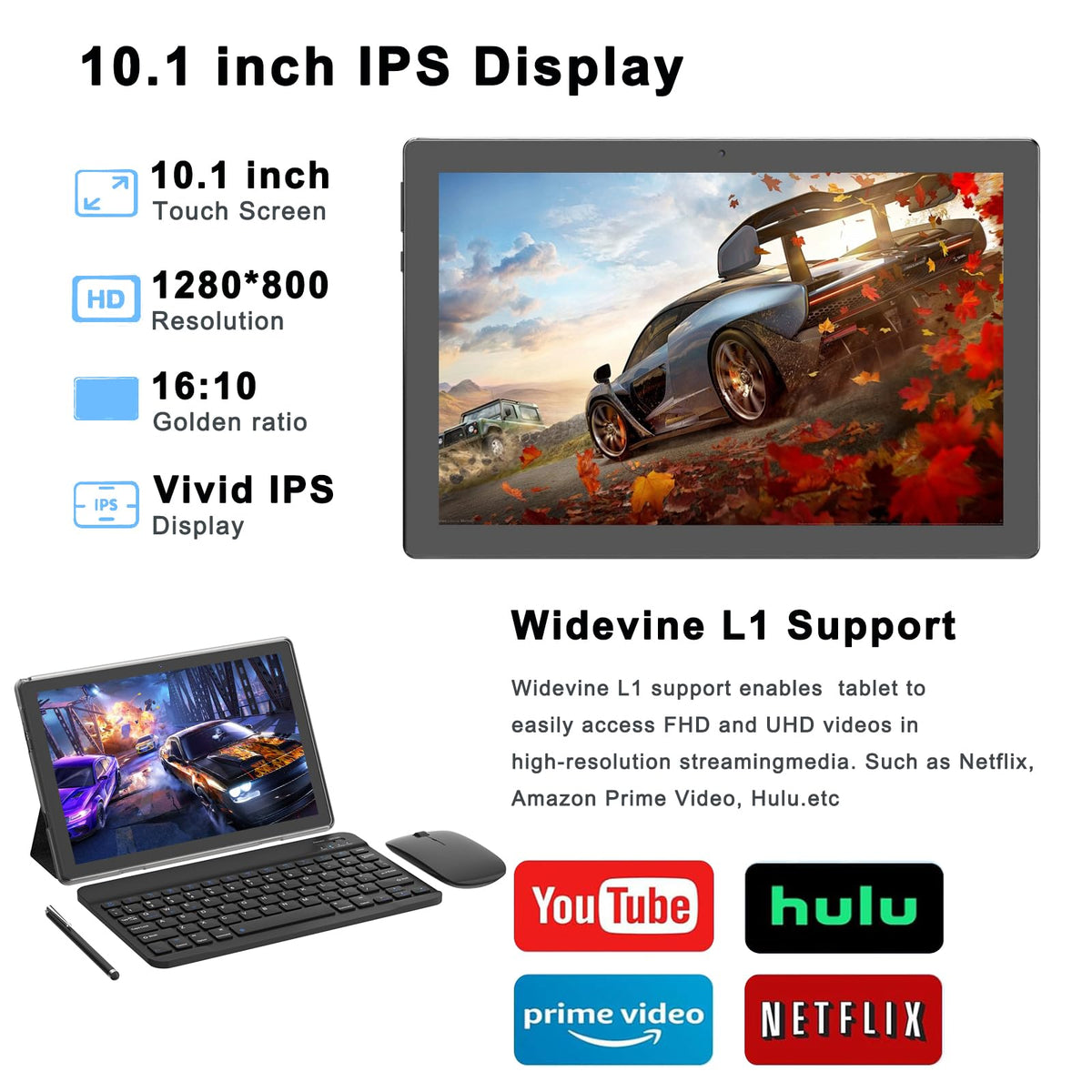 Android 15 Tablet 18GB RAM 128GB ROM 10 inch Black S57467