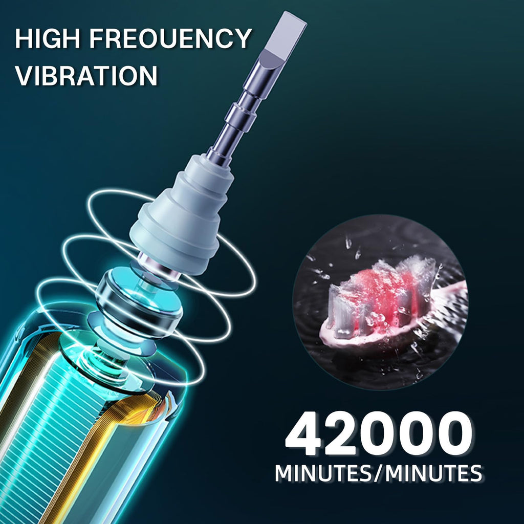Black White Electric Toothbrush with 10 Brush Heads D78664