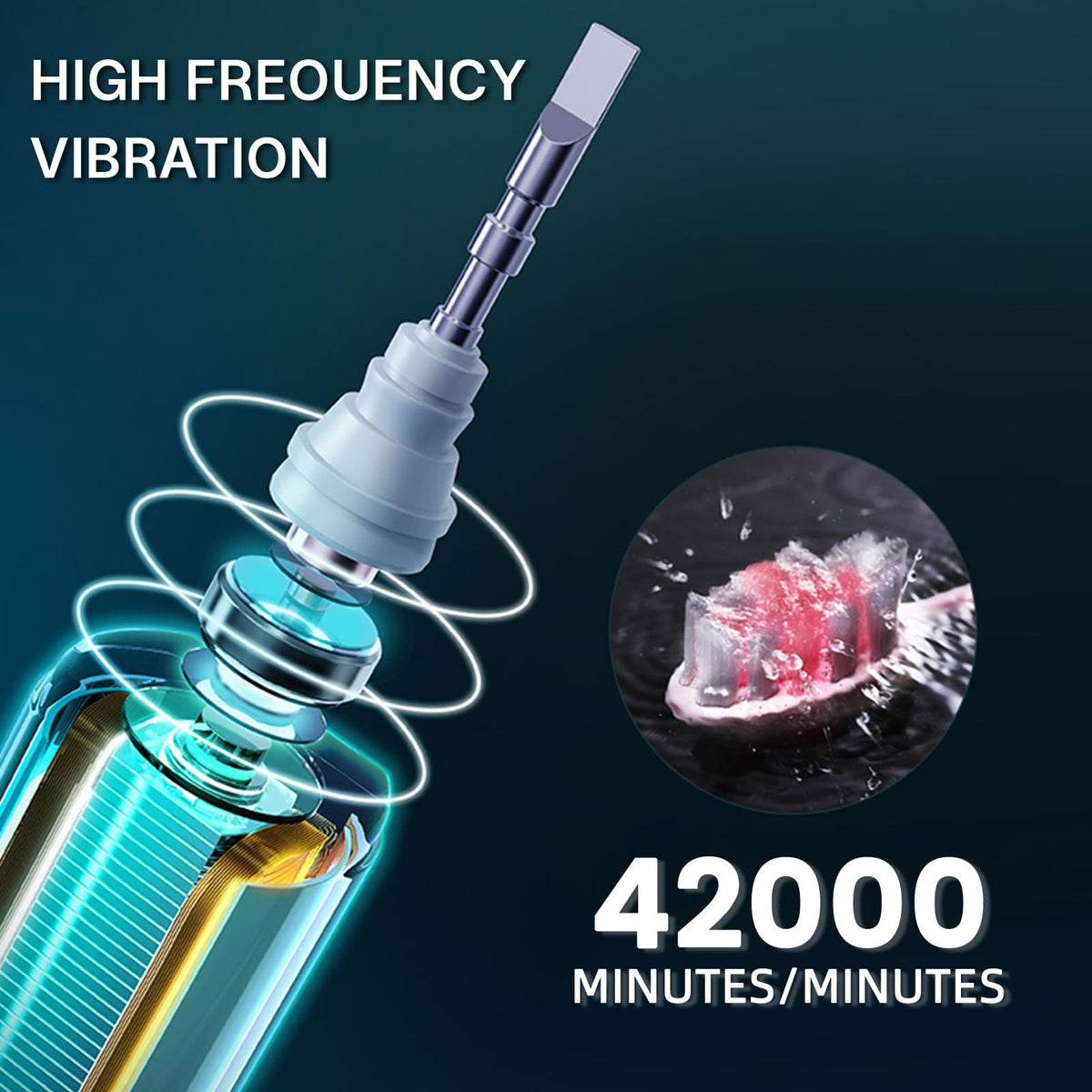 Black White Electric Toothbrush with 10 Brush Heads D78664