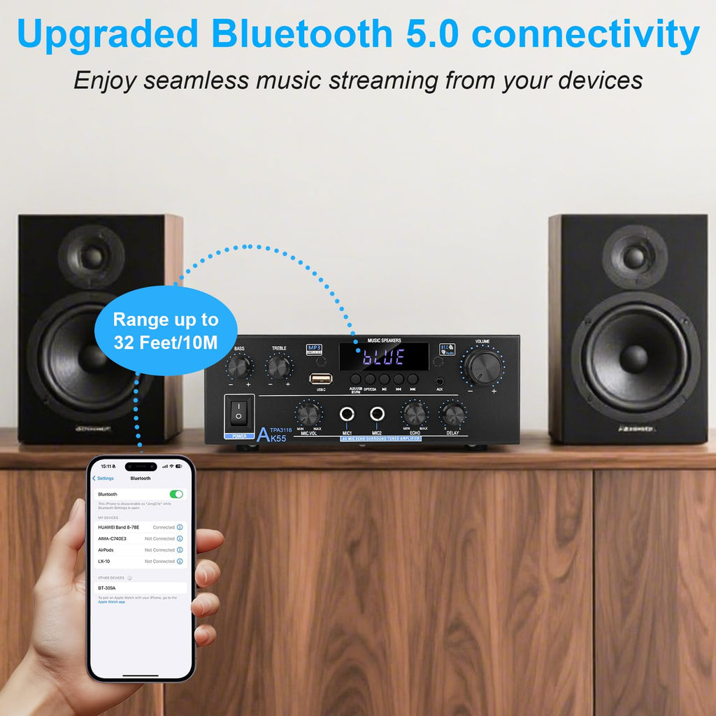 500W 2 Channel Bluetooth Stereo Audio Amplifier Z3453