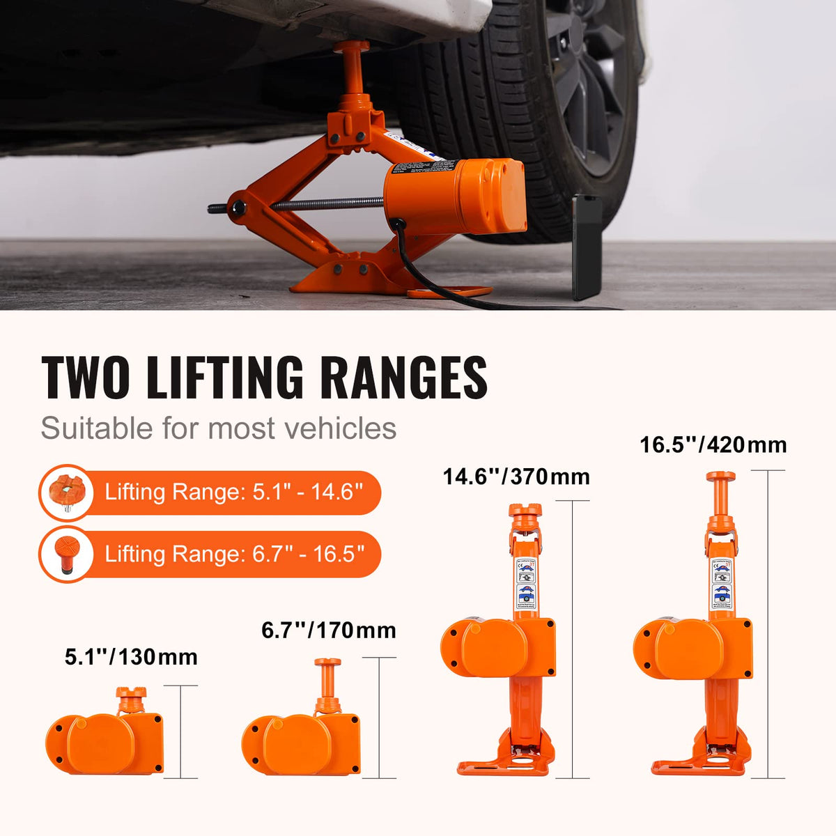 12V Electric Scissor Car Jack 3 Tons with Impact Wrench J858