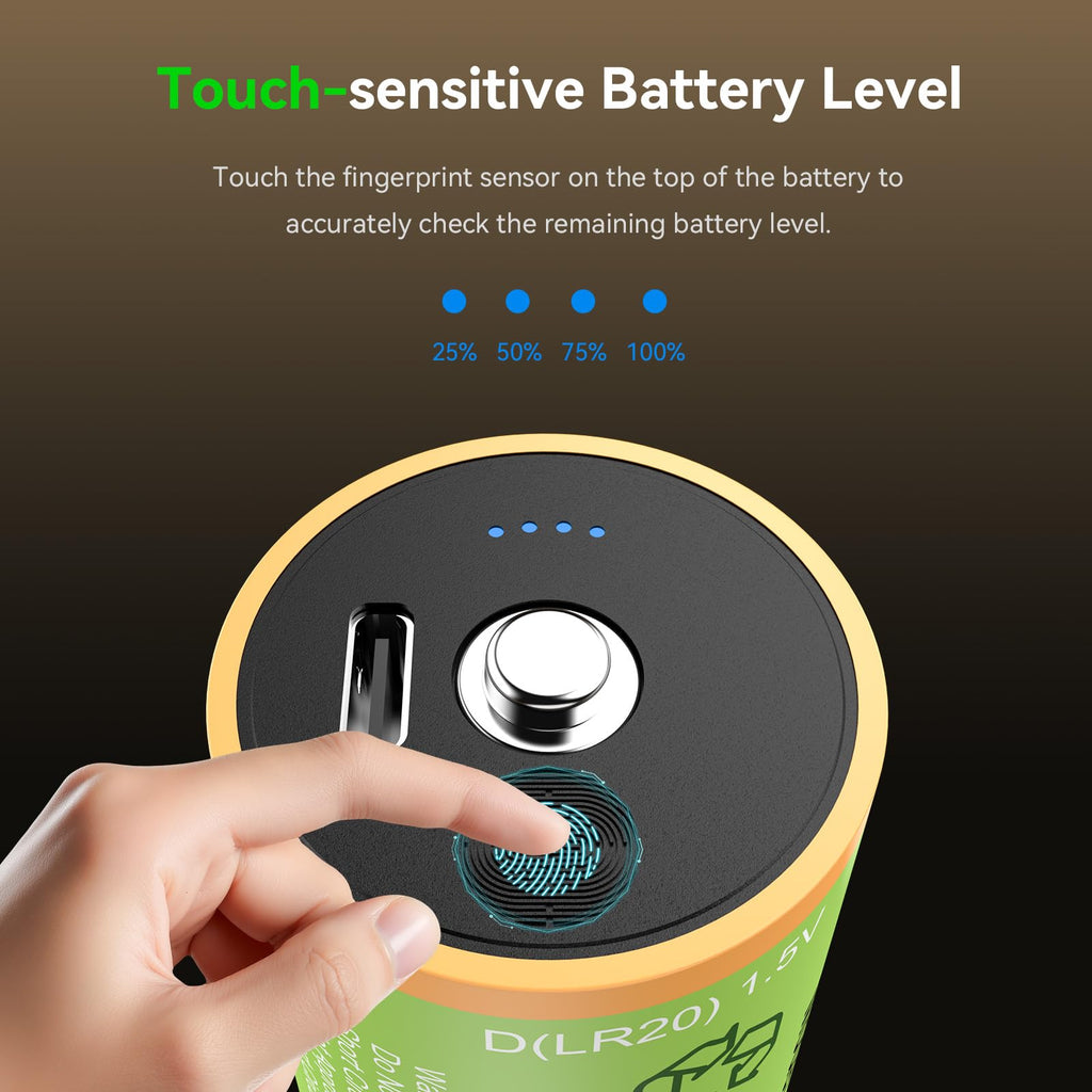 Rechargeable Lithium D Batteries 4 Pack B201