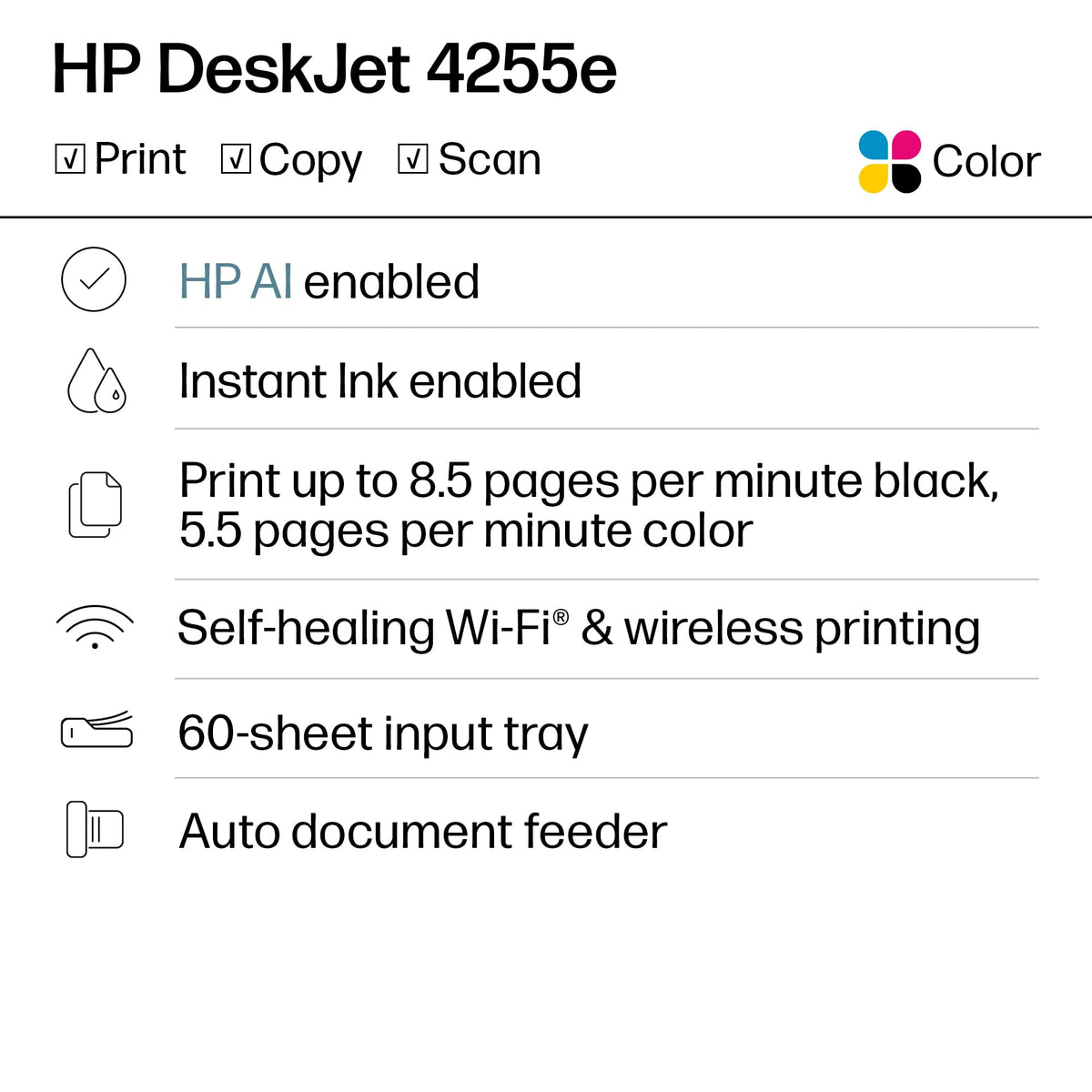 Wireless All-in-One Color Inkjet Printer, Scanner, Copier T50624