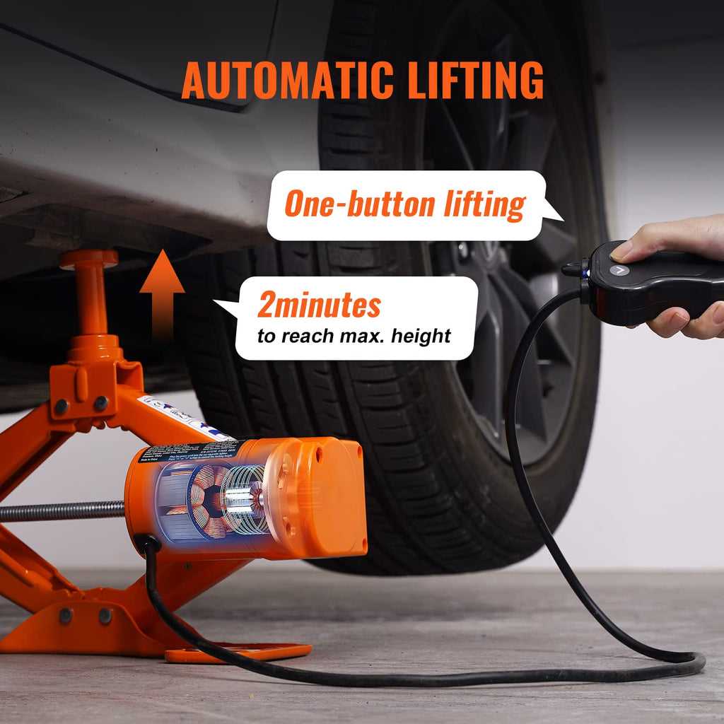 12V Electric Scissor Car Jack 3 Tons with Impact Wrench J858