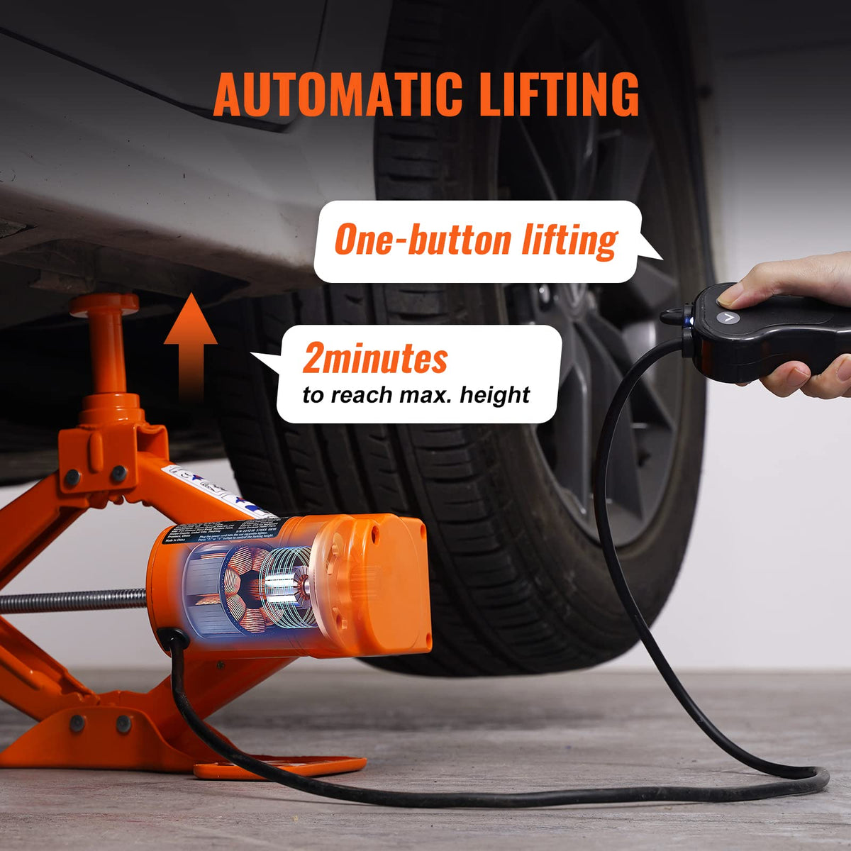12V Electric Scissor Car Jack 3 Tons with Impact Wrench J858