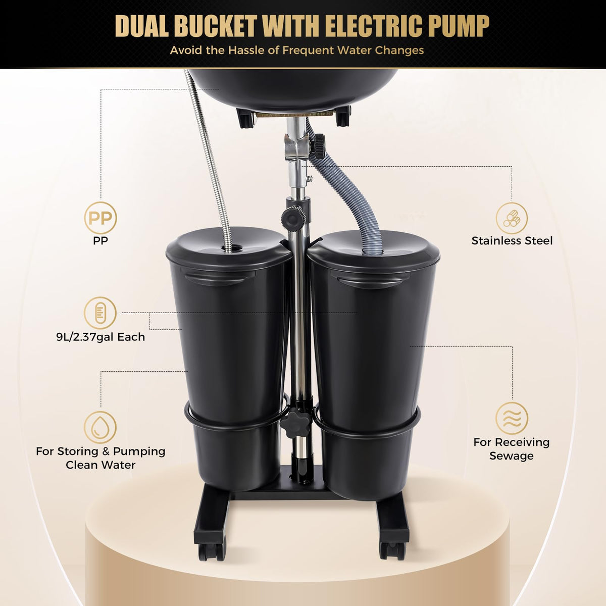 Portable Shampoo Bowl with Electric Pump H295