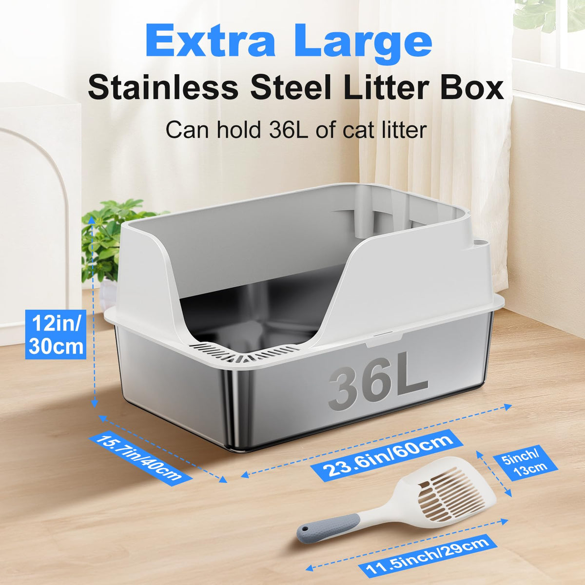 XL Non-Stick Stainless Steel Litter Box K2063
