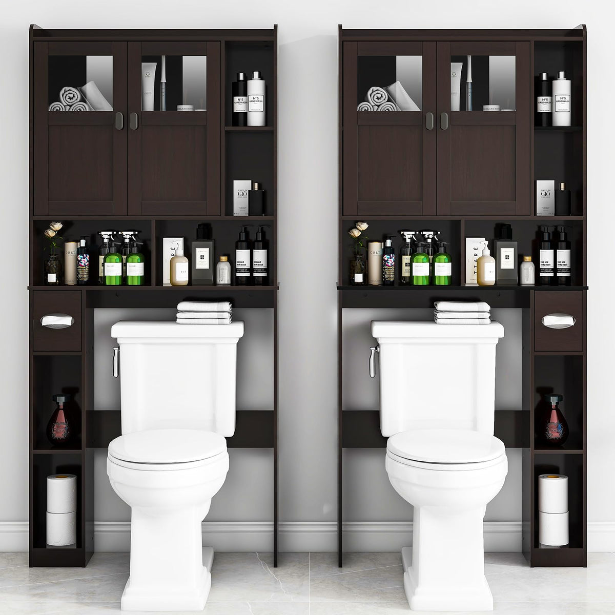 Over The Toilet Storage Cabinet with Doors and Shelves Z96798