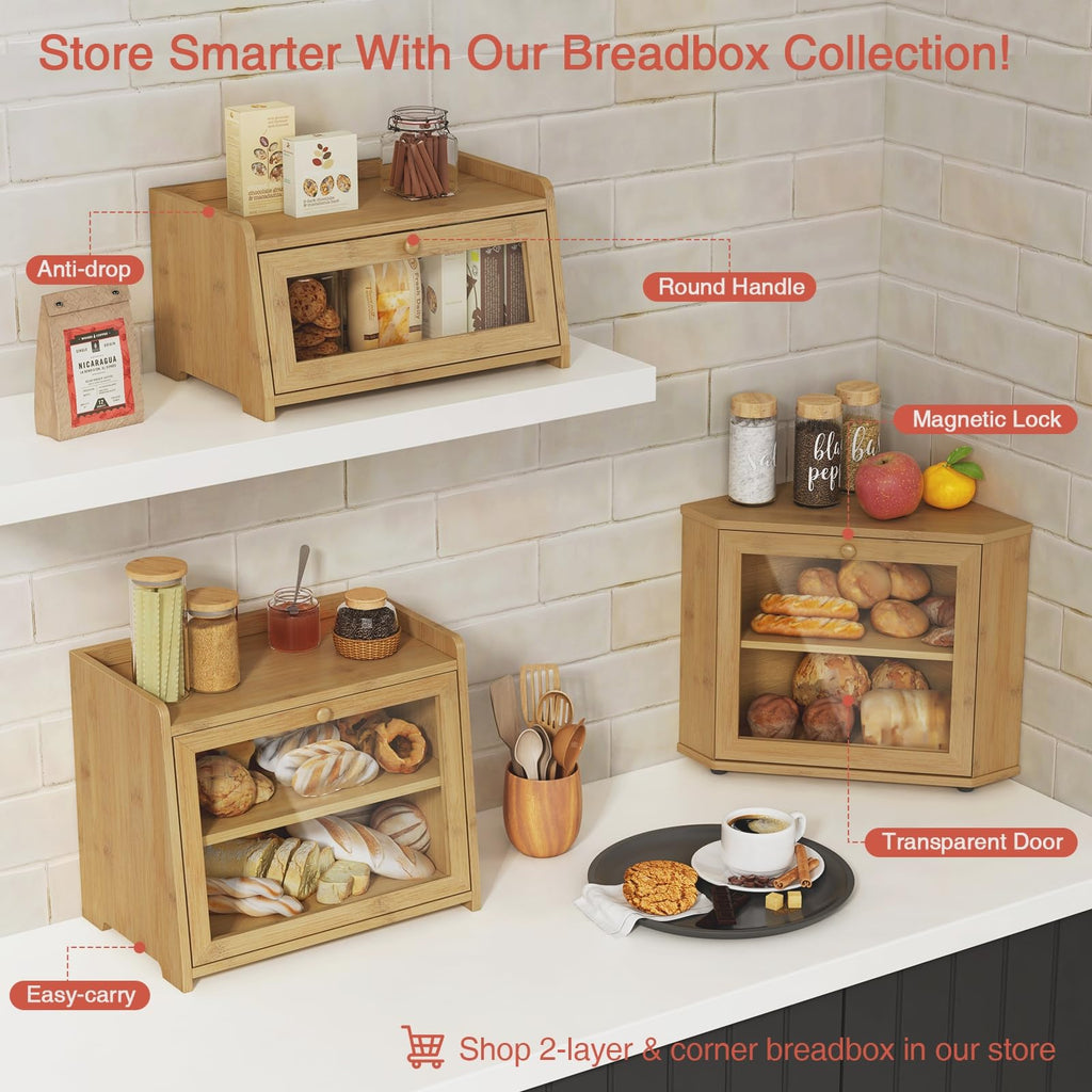 Wood Bread Box with Window Z291