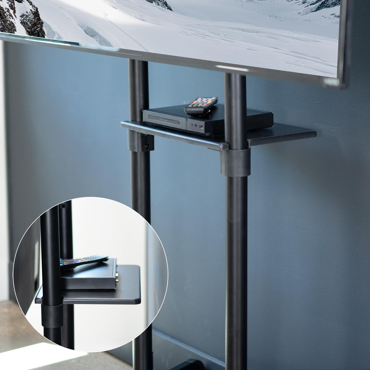 Black Mobile TV Cart for 32 to 88 inch Screens U8257