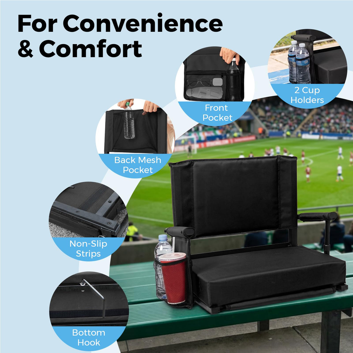 Bleacher Chair with Back & Cushion N78484