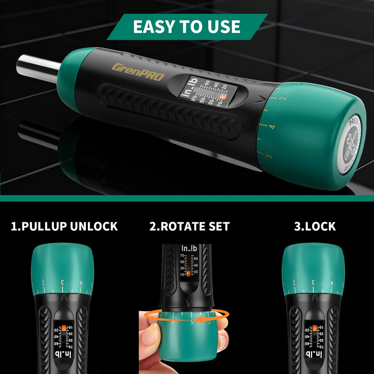Torque Screwdriver 5-70 in-lb 1/4" Drive Precision Driver Set N9981