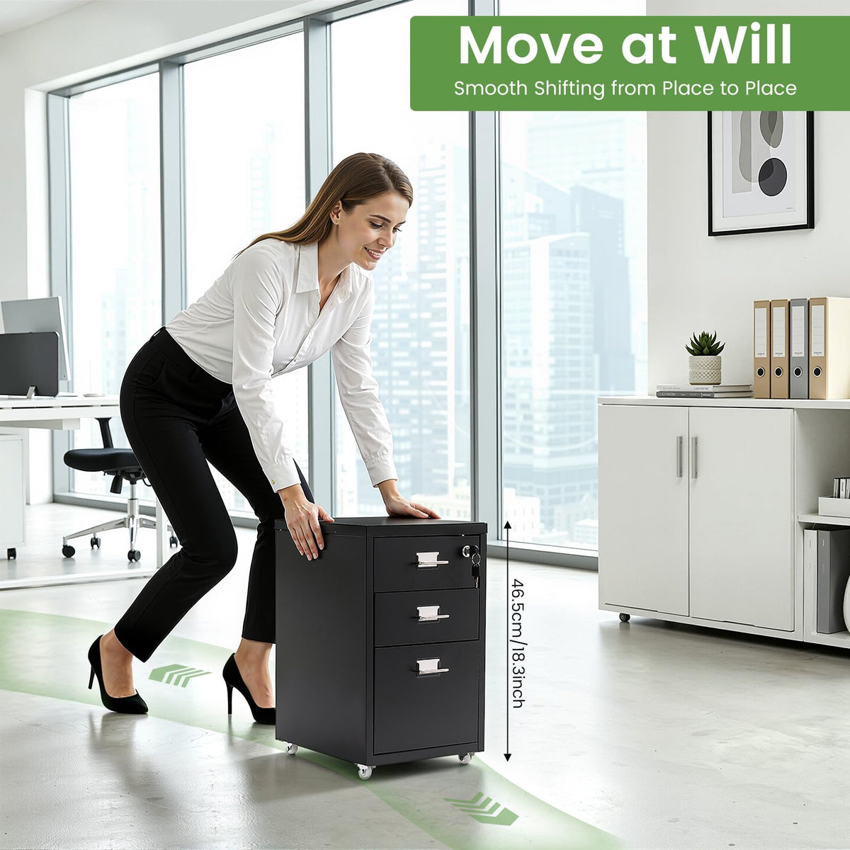 3 Drawer File Cabinet with Lock E525