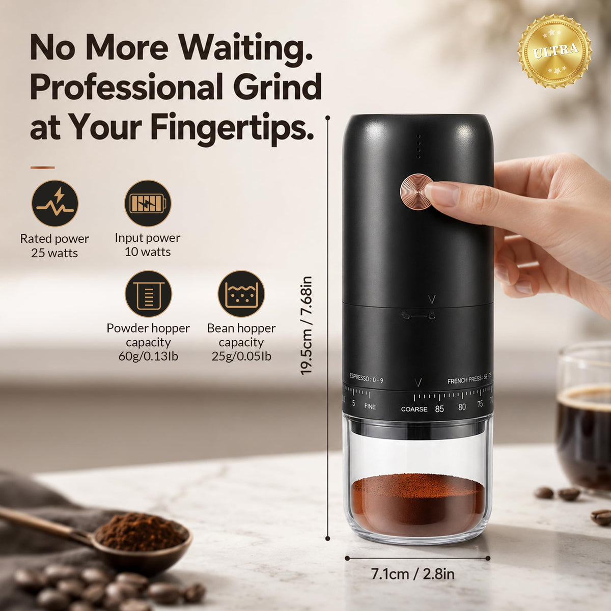 Portable Electric Burr Coffee Grinder S68589