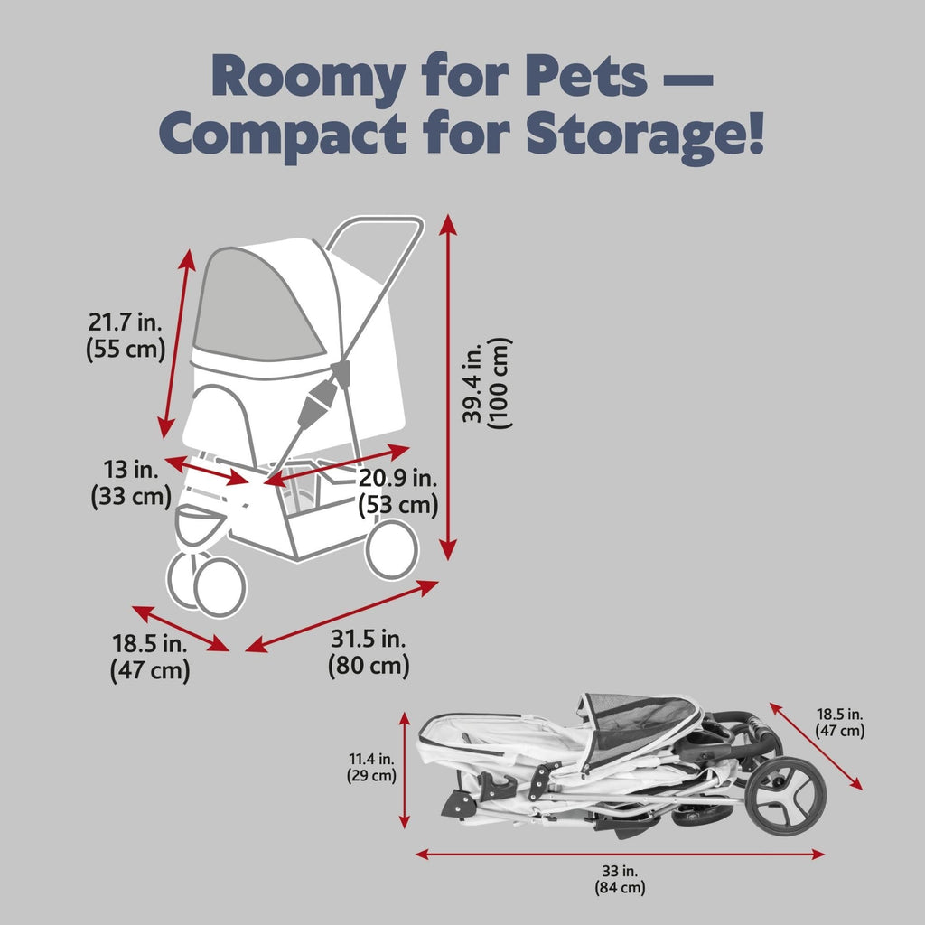 Foldable Pet Stroller with Weather Cover, Storage Basket, Cup Holder, Black C21160