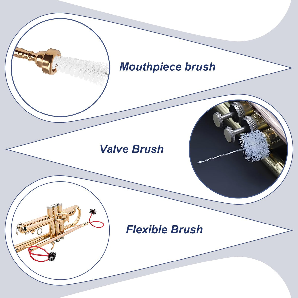 3 Pcs Trumpet Cleaning Kit U445