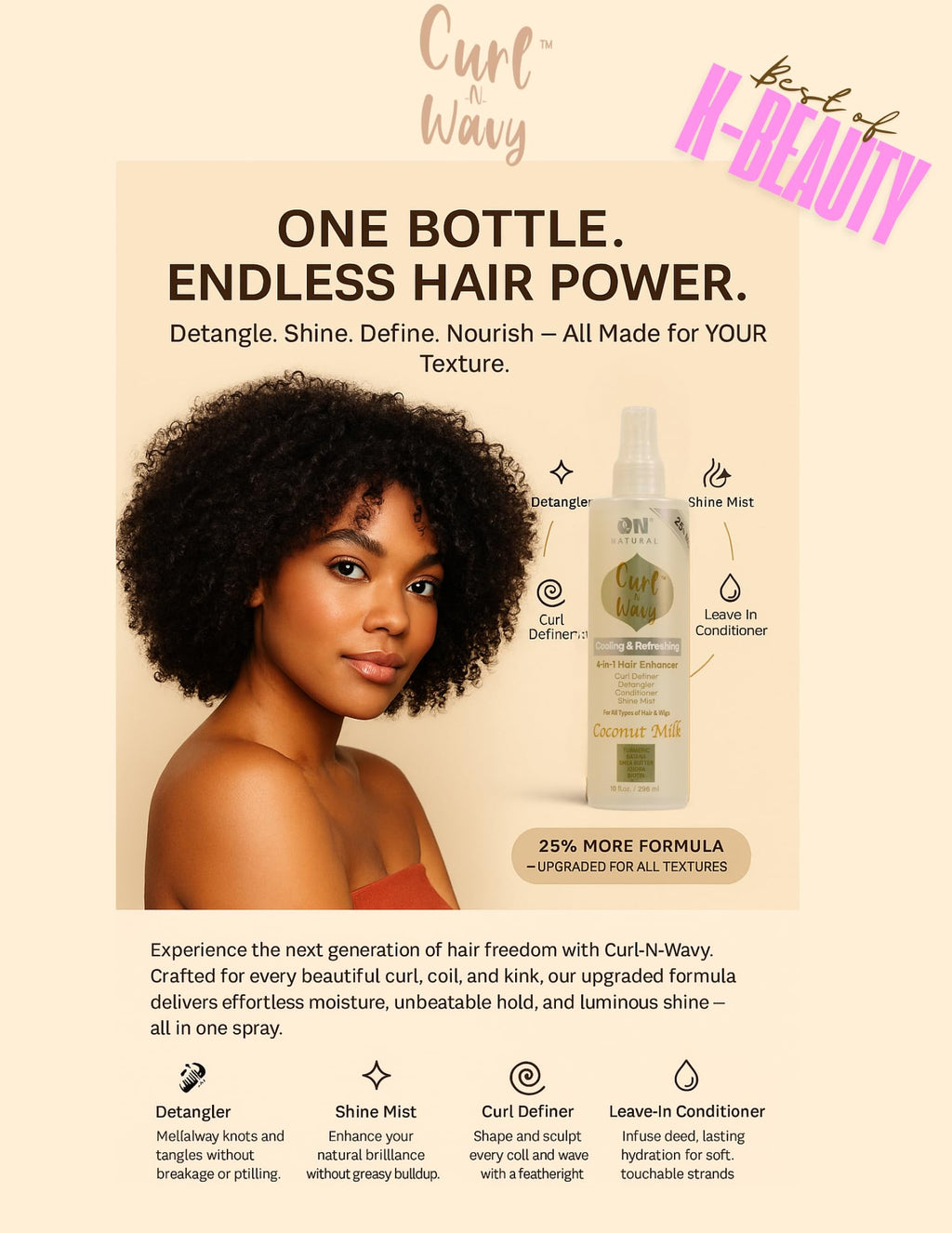 Natural Curl-N-Wavy 4-in-1 Hair Enhancer 10 OZ G880