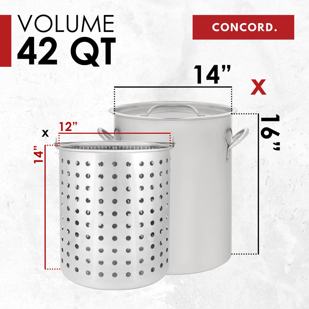 42 QT Stainless Steel Stock Pot with Basket D819