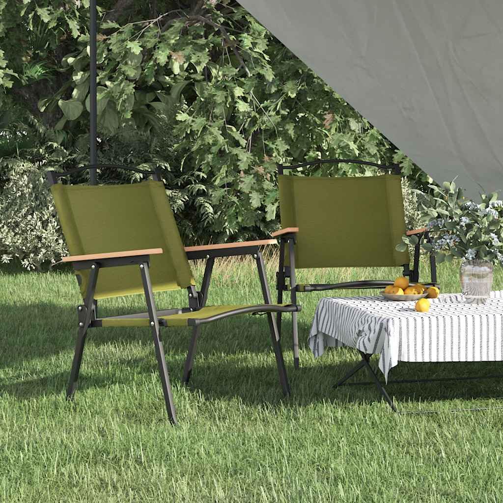 Foldable Camping Chairs 2 Pack Green Oxford Fabric C89708