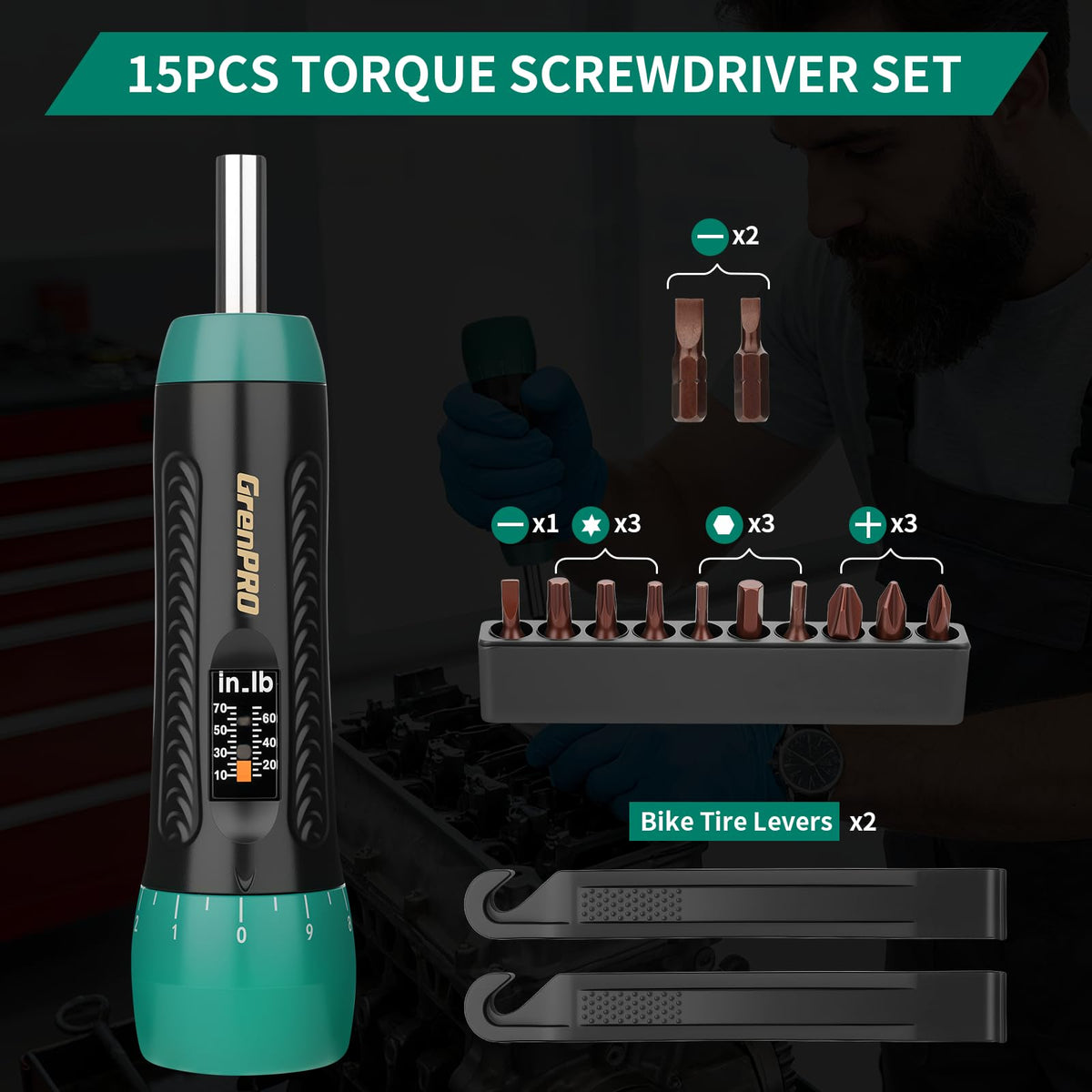 Torque Screwdriver 5-70 in-lb 1/4" Drive Precision Driver Set N9981