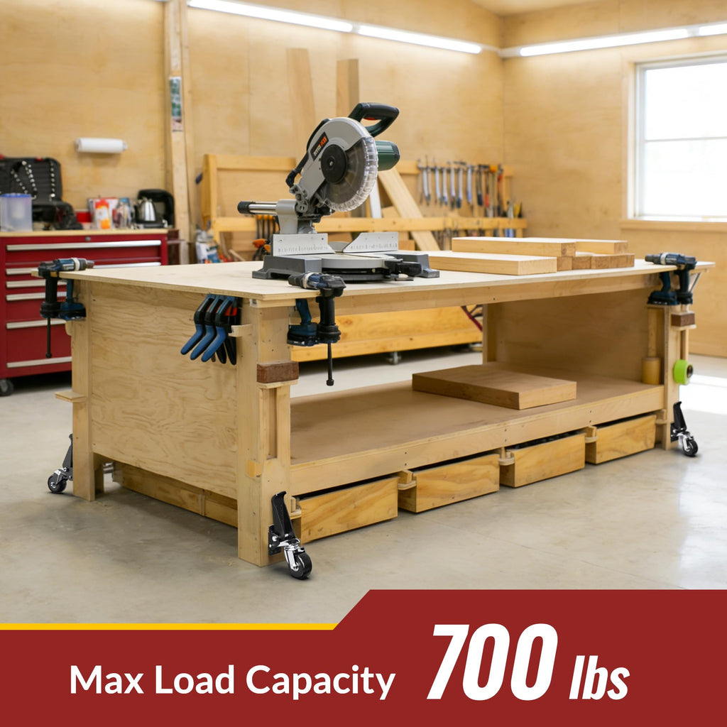 Heavy Duty Retractable Casters 700 lbs 4 Casters B3910